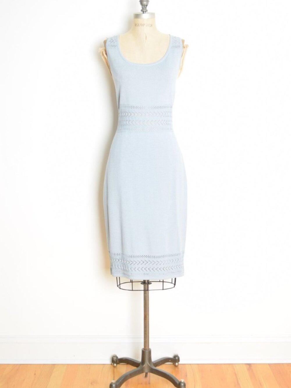 vintage Y2K dress ST. JOHN COLLECTION santana knit blue crochet midi tank 14 L